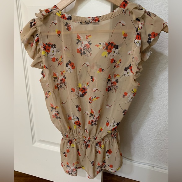 **2 for 1** size small Forever 21 sheer floral ruffle top - Picture 2 of 4